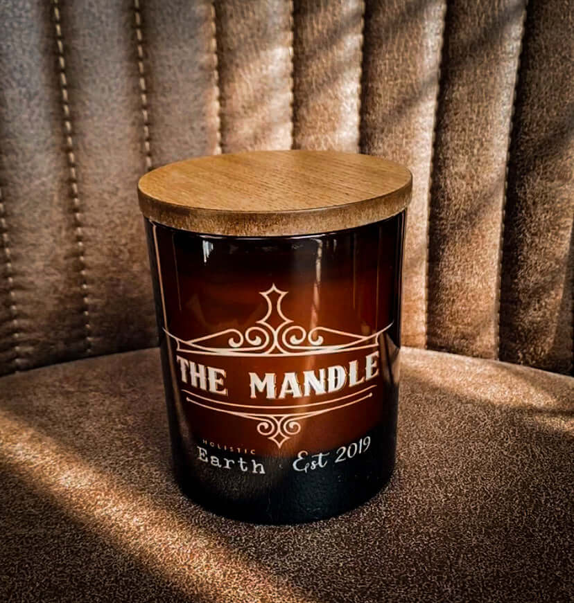 An amber saloon style Mandle aka Man Candle.