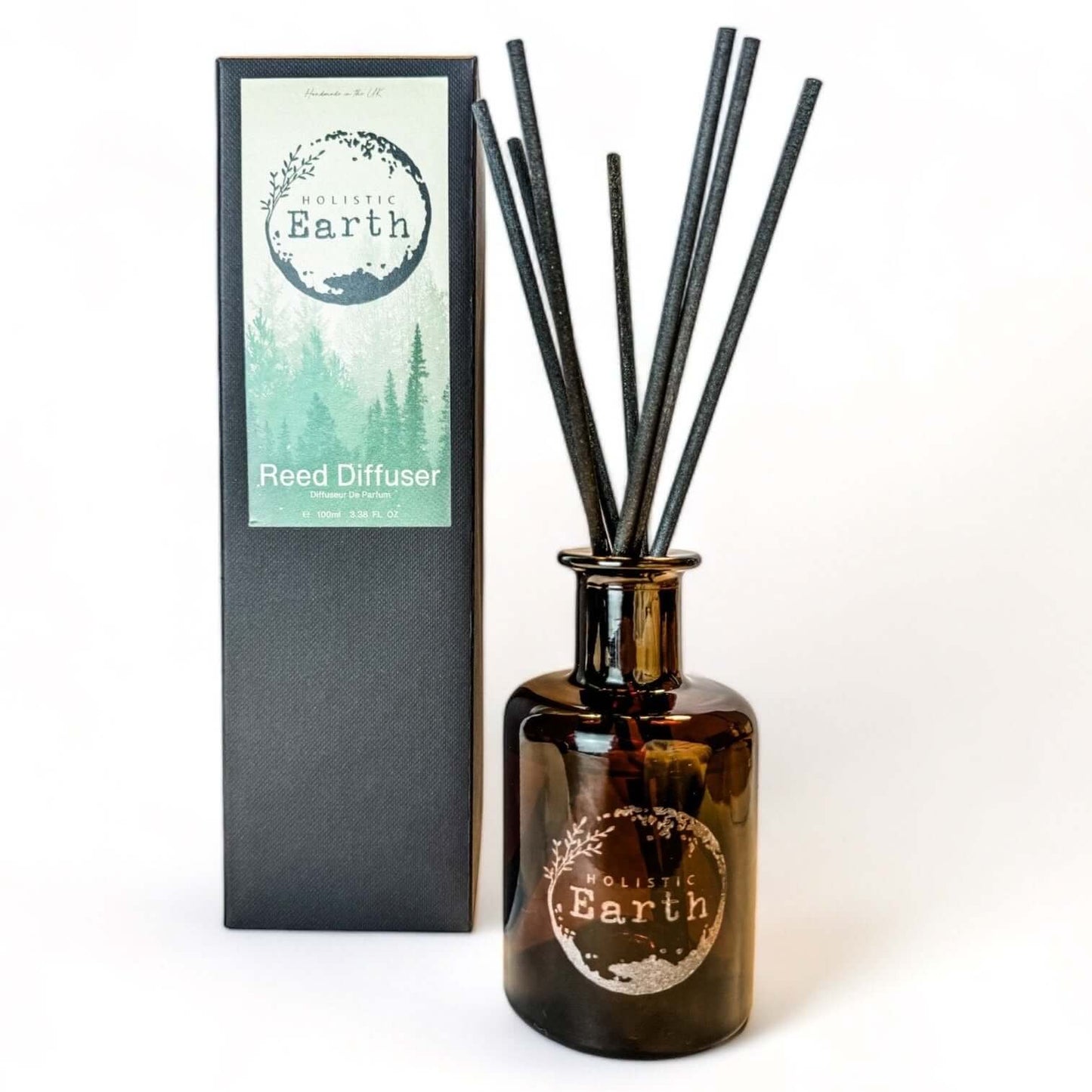A large Holistic Earth reed diffuser with packaging.